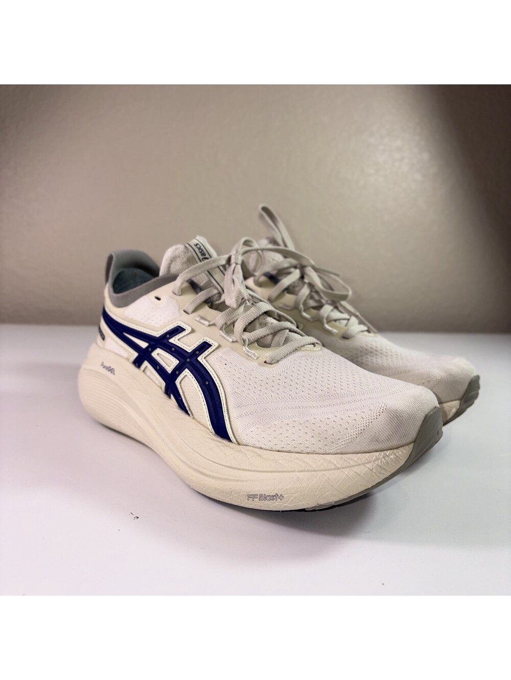 ASICS Gel Nimbus 26 Women’s 8.5 White Blue Running Shoes Sneakers PureGEL